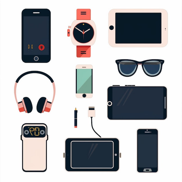 tecnología vectorial dispositivo ilustración gadget conjunto digital moderno diseño móvil icono plano