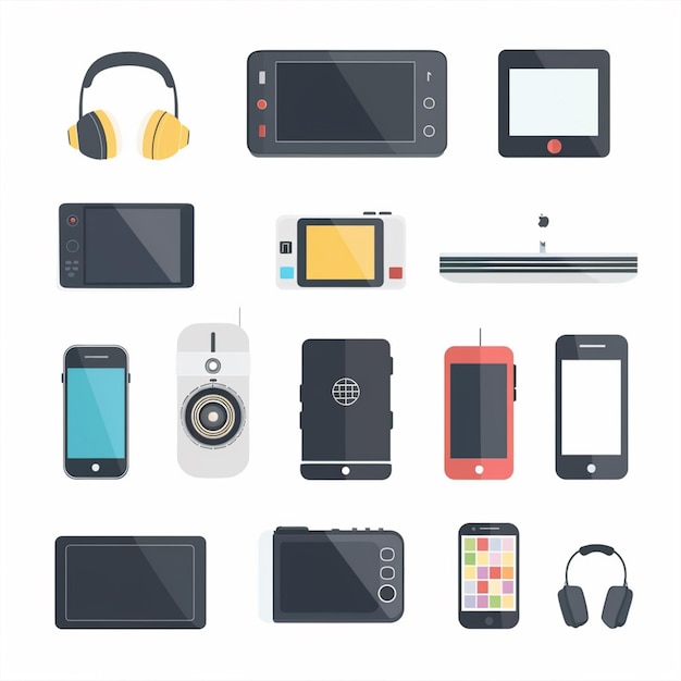 tecnología vectorial dispositivo ilustración gadget conjunto digital moderno diseño móvil icono plano