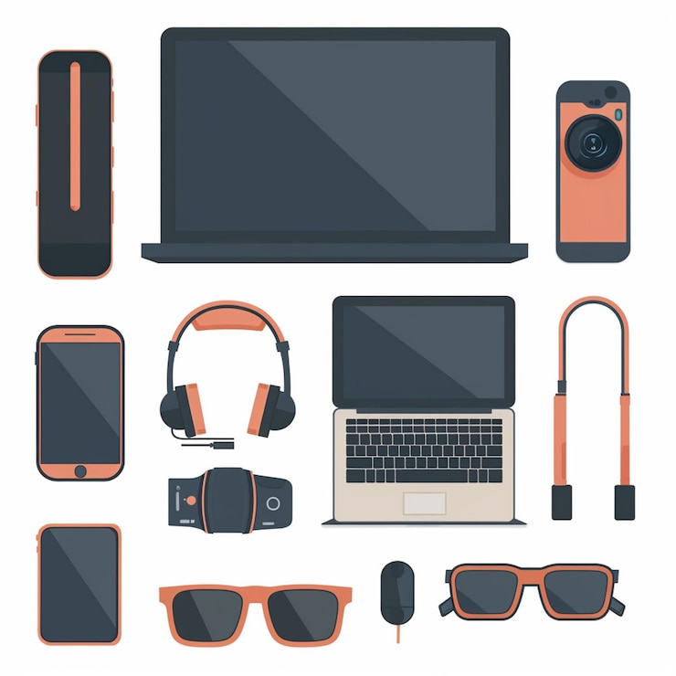 Vector tecnología vectorial dispositivo ilustración gadget conjunto digital moderno diseño móvil icono plano
