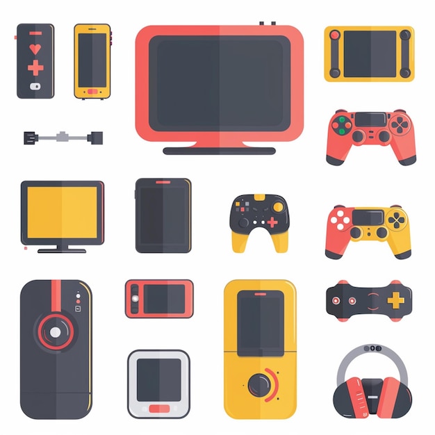 tecnología vectorial dispositivo ilustración gadget conjunto digital moderno diseño móvil icono plano