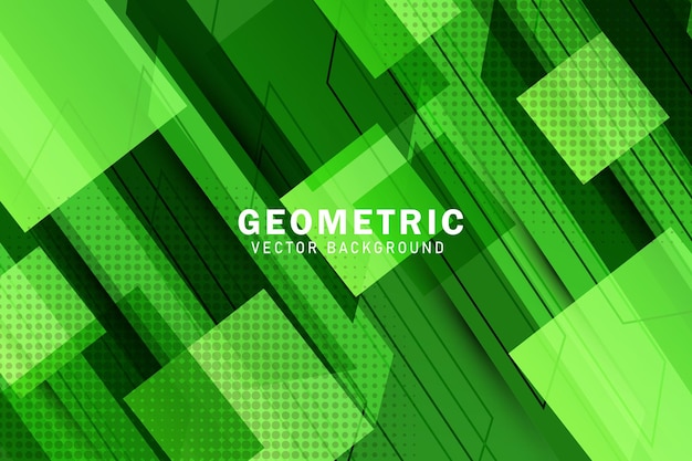 Tecnología verde abstracta fondo geométrico con cuadrado geométricos y líneas de rayas