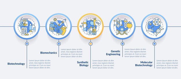 Tecnologías de la vida plantilla de infografía de círculo azul
