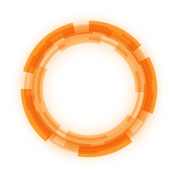 Tecnologías virtuales Un círculo naranja tecnológico con un espacio en el centro para un mensaje o información