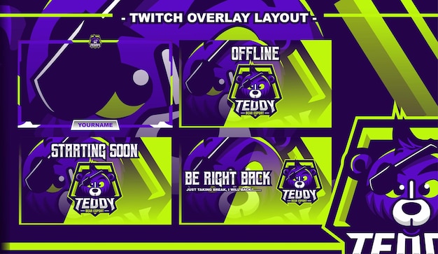 Teddy bear squad gaming diseño de diseño streamer twitch logo personaje