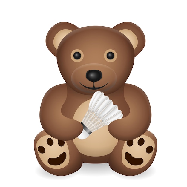 Teddy bear with badminton shuttlecock