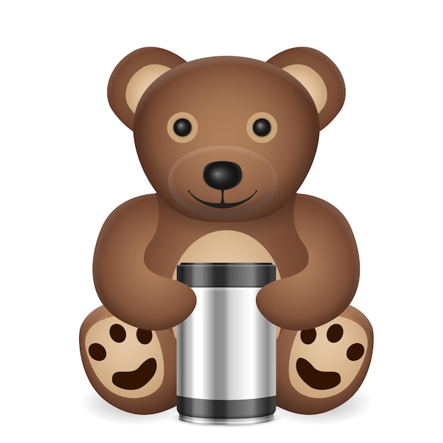 Teddy bear with coffee canister