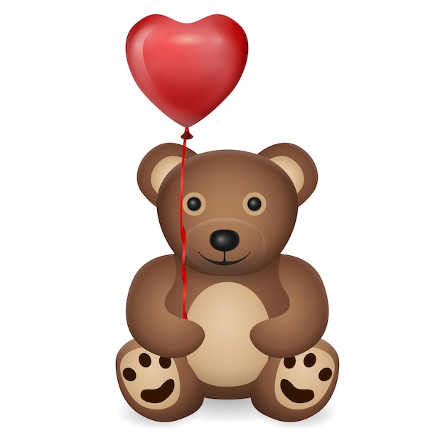 Teddy bear with heart balloon