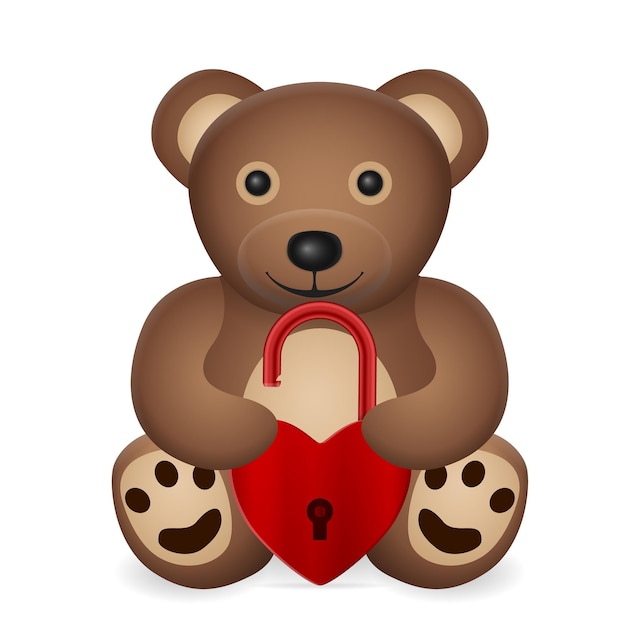 Teddy bear with heart padlock
