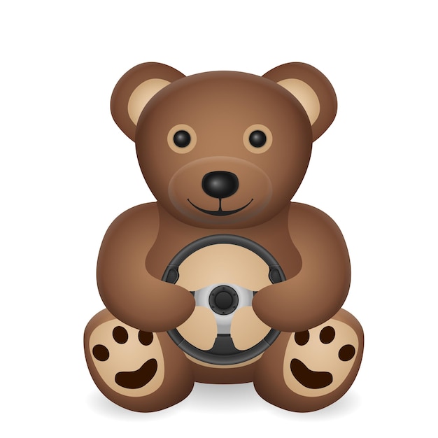 Teddy bear with steering wheel