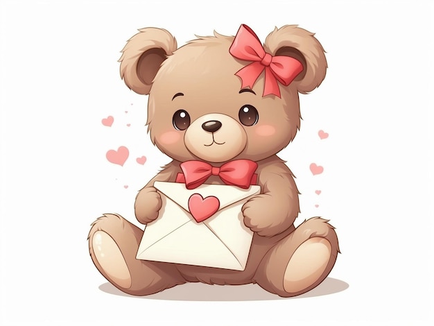 Teddy con la carta de amor de vector