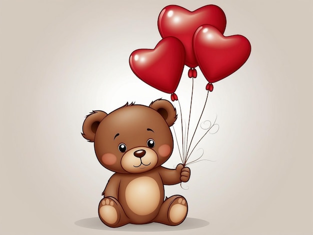 Teddy con globo en forma de corazón Vector