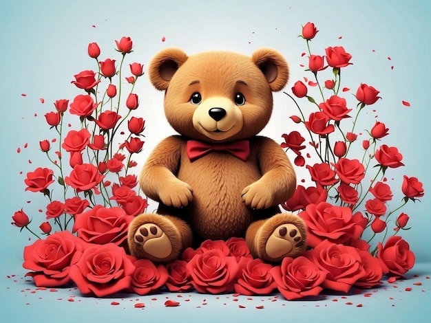 Teddy rodeado por el vector de las flores