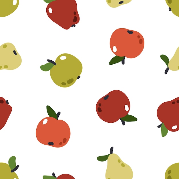 Tejas y peras patrón sin costuras Impresión de frutas de jardín que repite textura de fondo sin fin para envoltura de telas textiles y diseño de papel tapiz Ilustración vectorial plana imprimible repetible