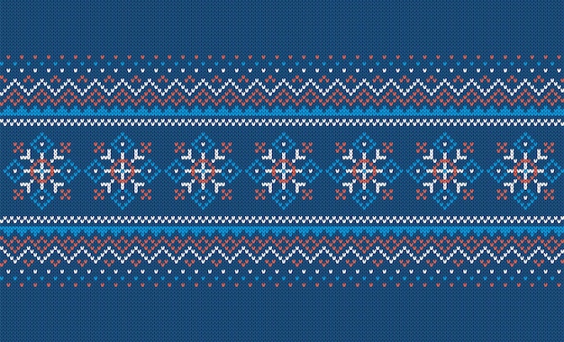 Tejer patrón sin costuras. Impresión azul de Navidad. Ilustración vectorial.