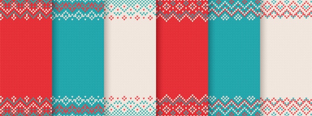 Tejer patrones sin fisuras de Navidad. Impresiones en rojo, azul y blanco.