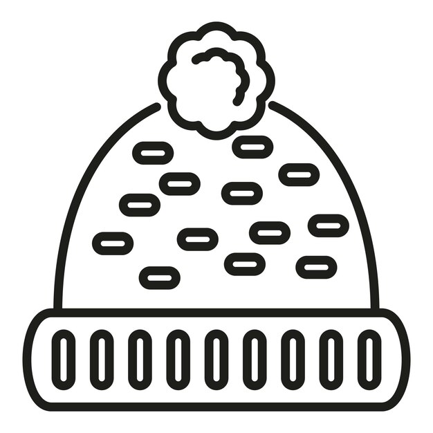 Tejer sombrero de invierno icono contorno vector Tejido de lana Tejido artesanal