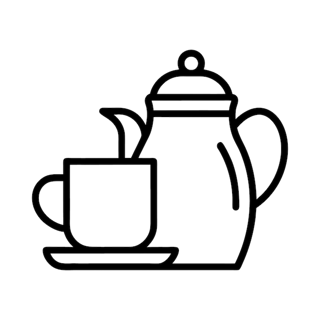 Tejera minimalista con icona de taza de té silueta vectorial en fondo blanco té Vector de alta calidad