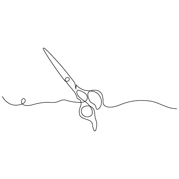 Tejeras para el cabello de una línea continua dibujando una pancarta web minimalista