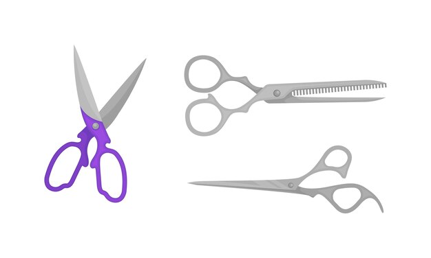 Tejeras con un par de cuchillas metálicas como conjunto vectorial de herramientas de tos manuales