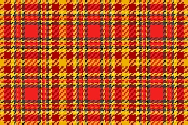 Tejido de control de fondo de tartan vectorial sin costuras con un patrón de textura a cuadros en colores rojos y oscuros