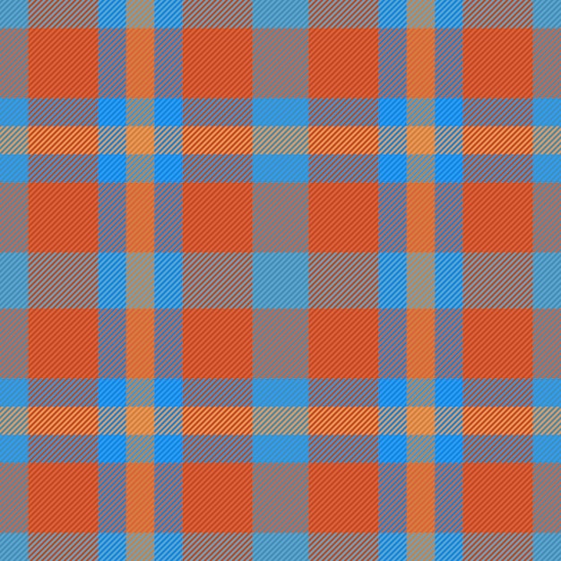 Tejido sin costura de tartán de textil a cuadros con una textura de fondo de control vectorial en colores rojo y azul