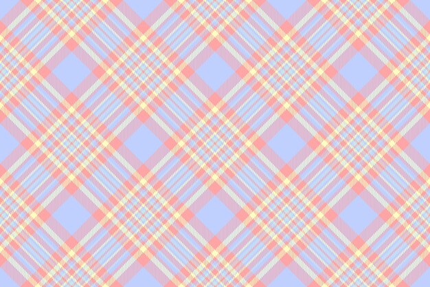 Tejido a cuadros de textura textil de tartan con un fondo de control vectorial sin costura en colores claros y rojos
