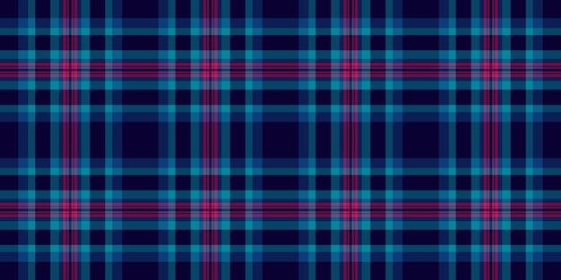 Tejido de fondo vectorial horizontal de tartan a cuadros de Panjabi Tejido sin costuras de patrón de comprobación de textura en colores cian y azul
