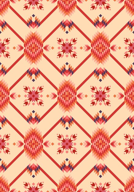 Tejido geométrico de patrones sin fisuras vector rojo tono color estilo estilo azteca