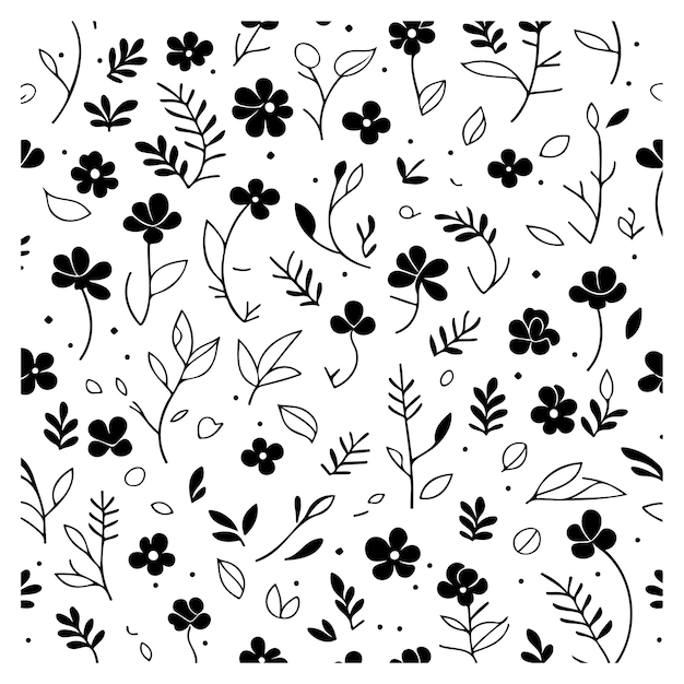 Tejido de patrón sin costuras de flores dibujo de boceto de ilustración de Doodle