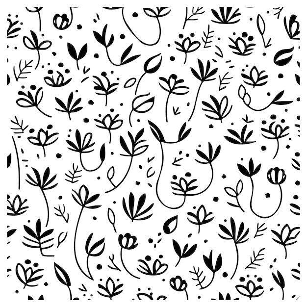 Tejido de patrón sin costuras de flores dibujo de boceto de ilustración de Doodle