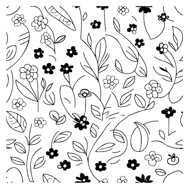 Tejido de patrón sin costuras de flores dibujo de boceto de ilustración de Doodle