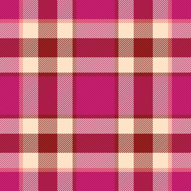 Tejido de patrón a cuadros para adolescentes fondo elegante tartan cheque sin costuras tela textil costosa de textura vectorial en colores rosa y rojo
