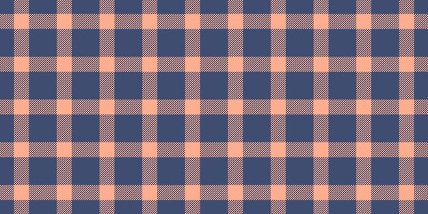 Tejido a rayas, tela a cuadros, textil, véctor de tartán de comprobación áspera, patrón de textura sin costuras de fondo en colores azul y naranja.