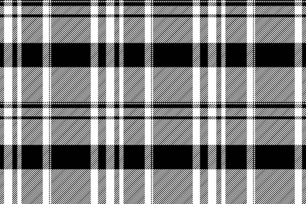 Tejido textil a cuadros de fondo de tartan francés tela vectorial almohada textura de patrón de chequeo sin costura en colores blanco y negro