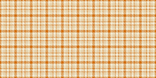 Tejido textil vectorial geométrico en cuadros de tartan sin costura patrón de recorte textura de fondo en colores claro y naranja