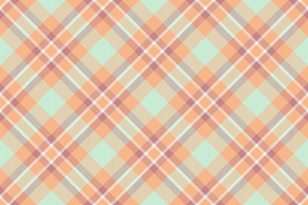 Tejido de textura de comprobación de la bolsa de fondo con patrón de tartan colorido Tejido vectorial de textil tradicional sin costuras en colores naranja y claro