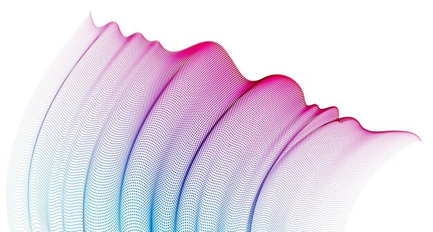 Tejido de tul transparente de onda dinámica en el viento, flujo de partículas, efecto en movimiento. Fondo abstracto vectorial. Malla combinada de puntos de forma 3d, papel tapiz relajante y relajante.
