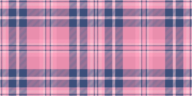 Tejido único de fondo a cuadros con textura de patrón sin costuras Border plaid vector textil tartan en colores azul y rosa