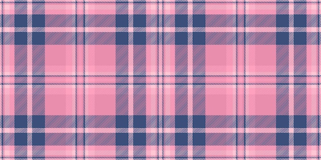 Tejido único de fondo a cuadros con textura de patrón sin costuras Border plaid vector textil tartan en colores azul y rosa