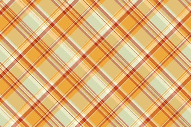 Tejido vectorial geométrico textil otra textura de patrón a cuadros Tartan sin costuras de fondo de fiesta en colores ámbar y naranja