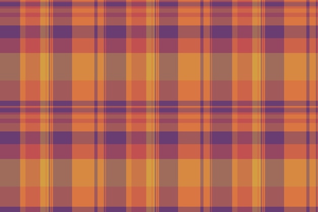 Tejido vectorial de tartan neutro de fondo masculino a cuadros sin costura patrón textil real comprobación de textura en colores rojo y naranja