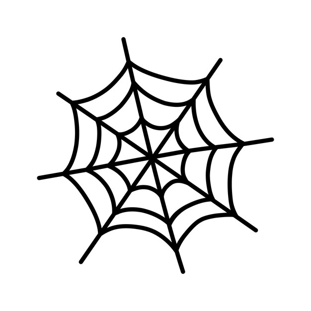 La tela de araña aislada sobre un fondo blanco Ilustración vectorial dibujada a mano en estilo doodle