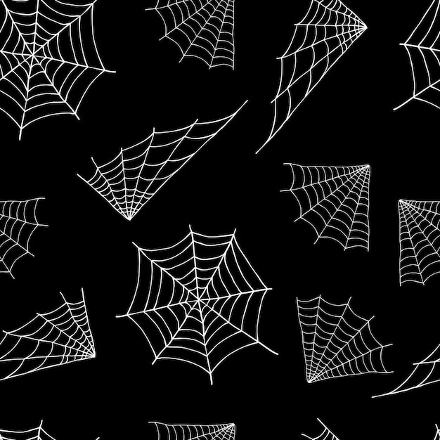 Tela de araña de patrones sin fisuras casa de araña patrón de decoraciones de Halloween espeluznante Vector de telaraña