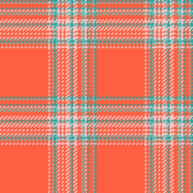 Tela de patrón tartán de textura vectorial sin costuras con un fondo textil a cuadros en colores rojo y verde azulado