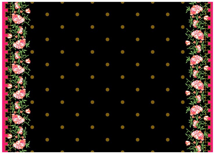 una tela de puntos de polca negra y amarilla con puntos de polka amarillos en ella