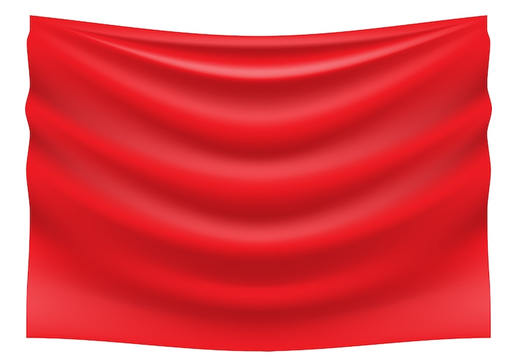 Vector tela roja satén madeja de onda sobre fondo blanco