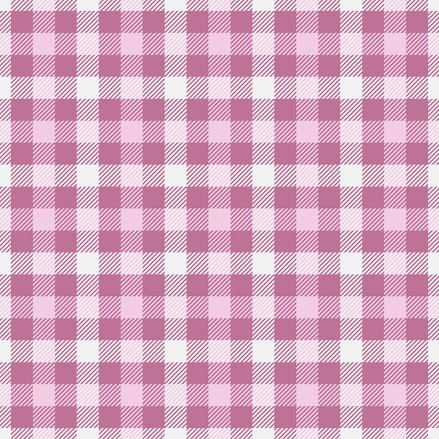 Tela de tartán de Brasil sin costuras con textura repetida y patrón a cuadros Día de San Valentín verificación de fondo vector textil en colores rosa y blanco