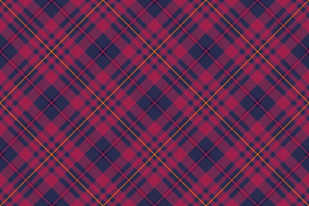 Tela textil de color tartan vectorial sin costuras elemental tela de cheque de textura decorativa de patrón a cuadros de fondo en colores azul y rosa