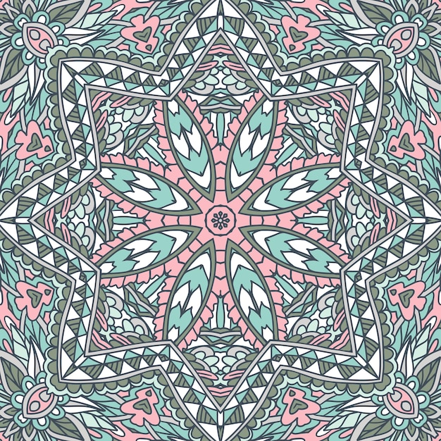 Tela textil india ikat diseño arte popular Vector étnico abstracto sin costuras festivo boho patrón de fondo