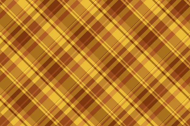 Tela de textura de patrón de textil de verificación de fondo con un tartán a cuadros sin costura vectorial en colores ámbar y naranja